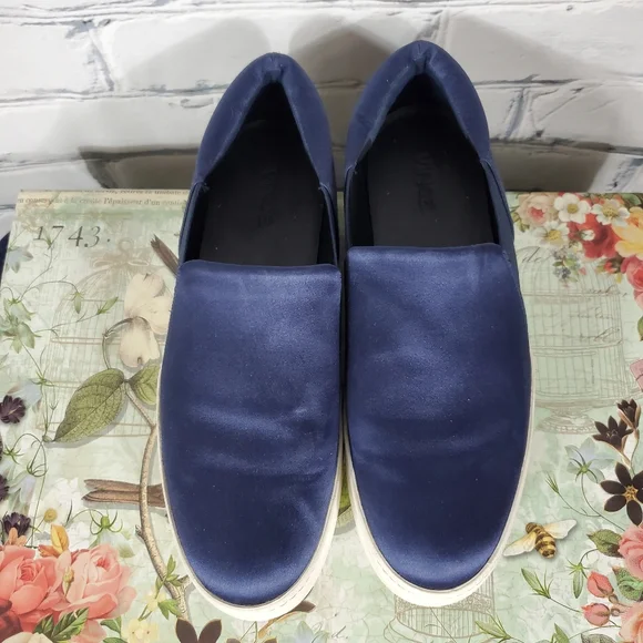 Vince Warren Blue Satin Slip On Sneakers - Picture 6 of 8